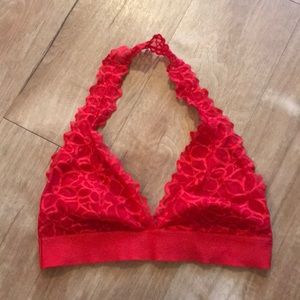 Red halter bralette